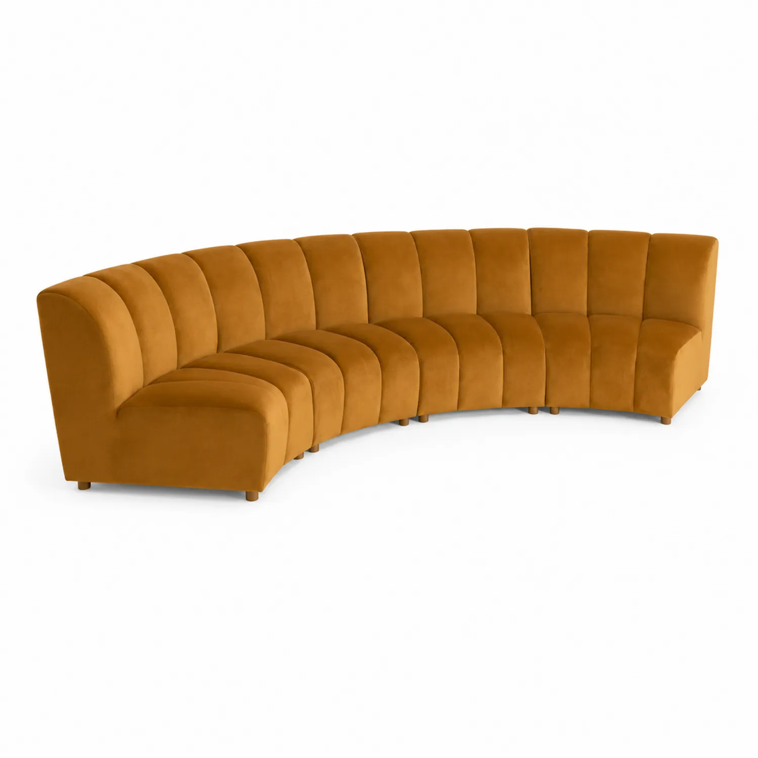 Canapé modulaire courbe en velours moutarde 300 cm