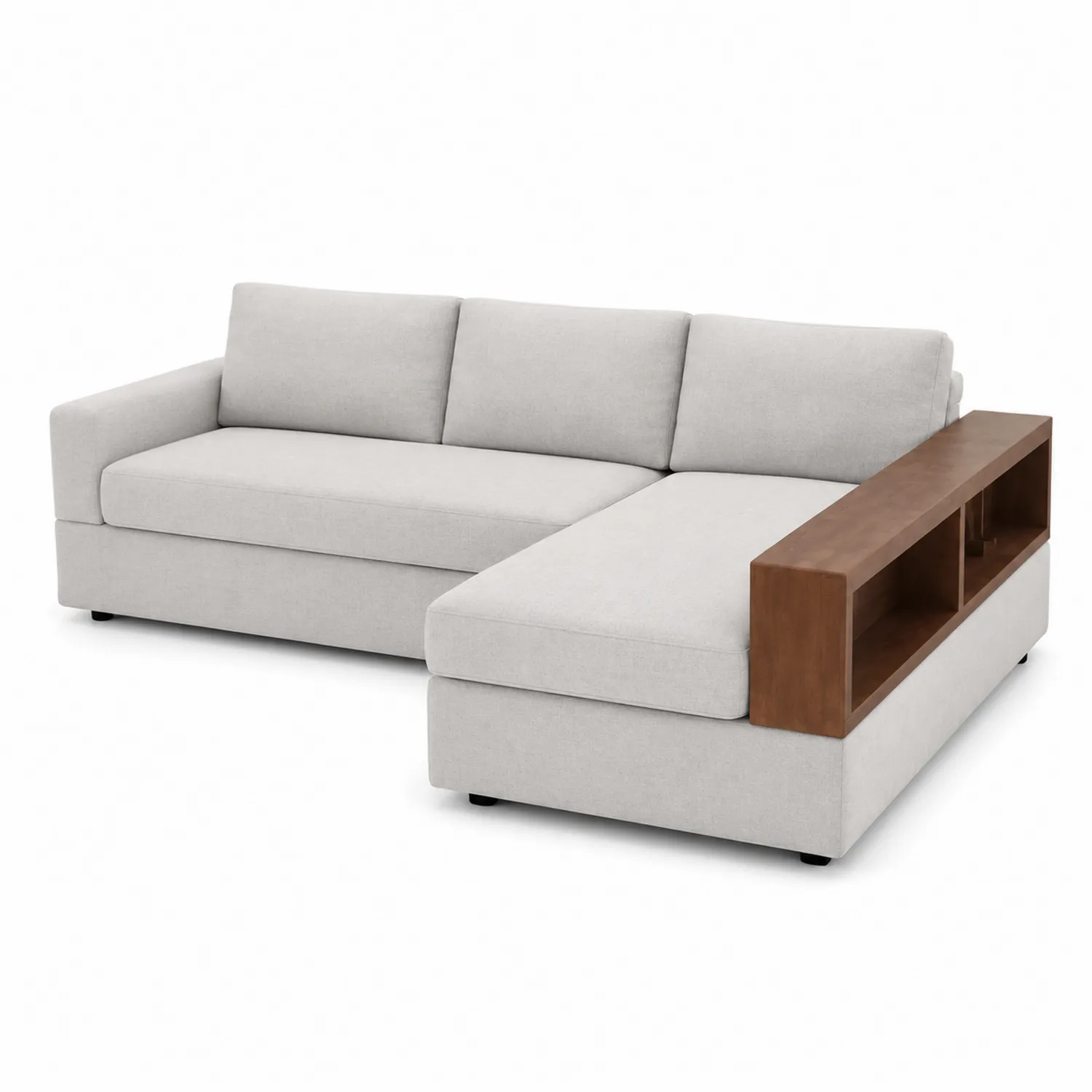 Canapé modulaire en L en tissu avec rangement intégré