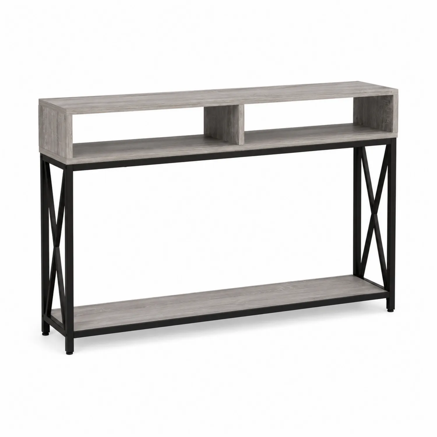 Console en bois et métal Gris/Noir 120 cm