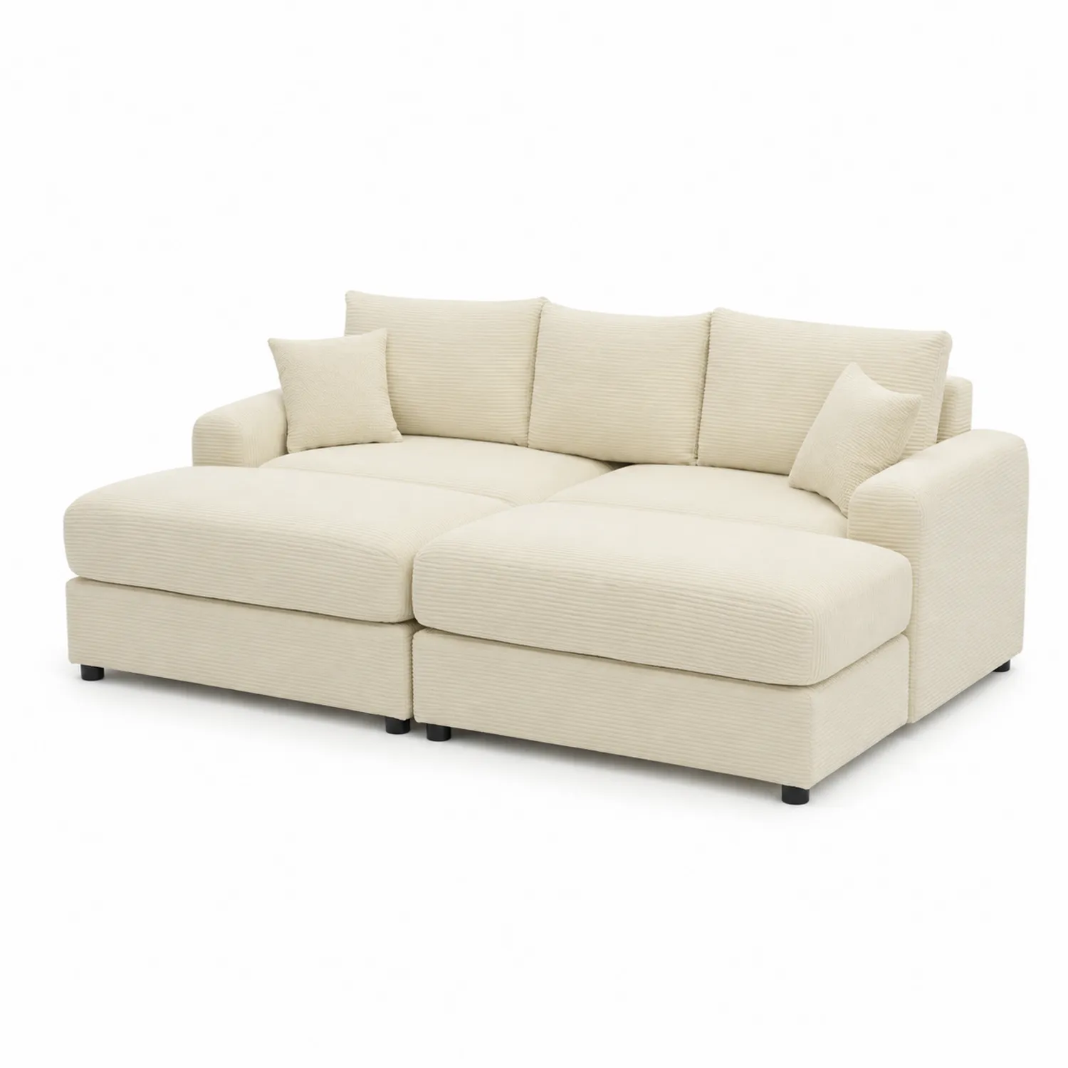Canapé modulaire en velours côtelé beige