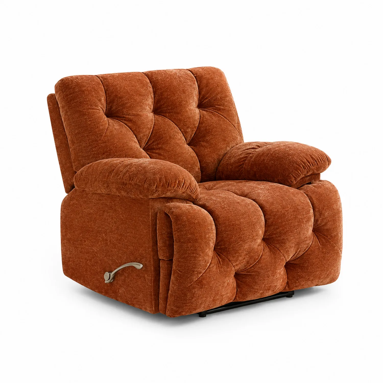 Fauteuil en tissu chenille marron avec mécanisme inclinable