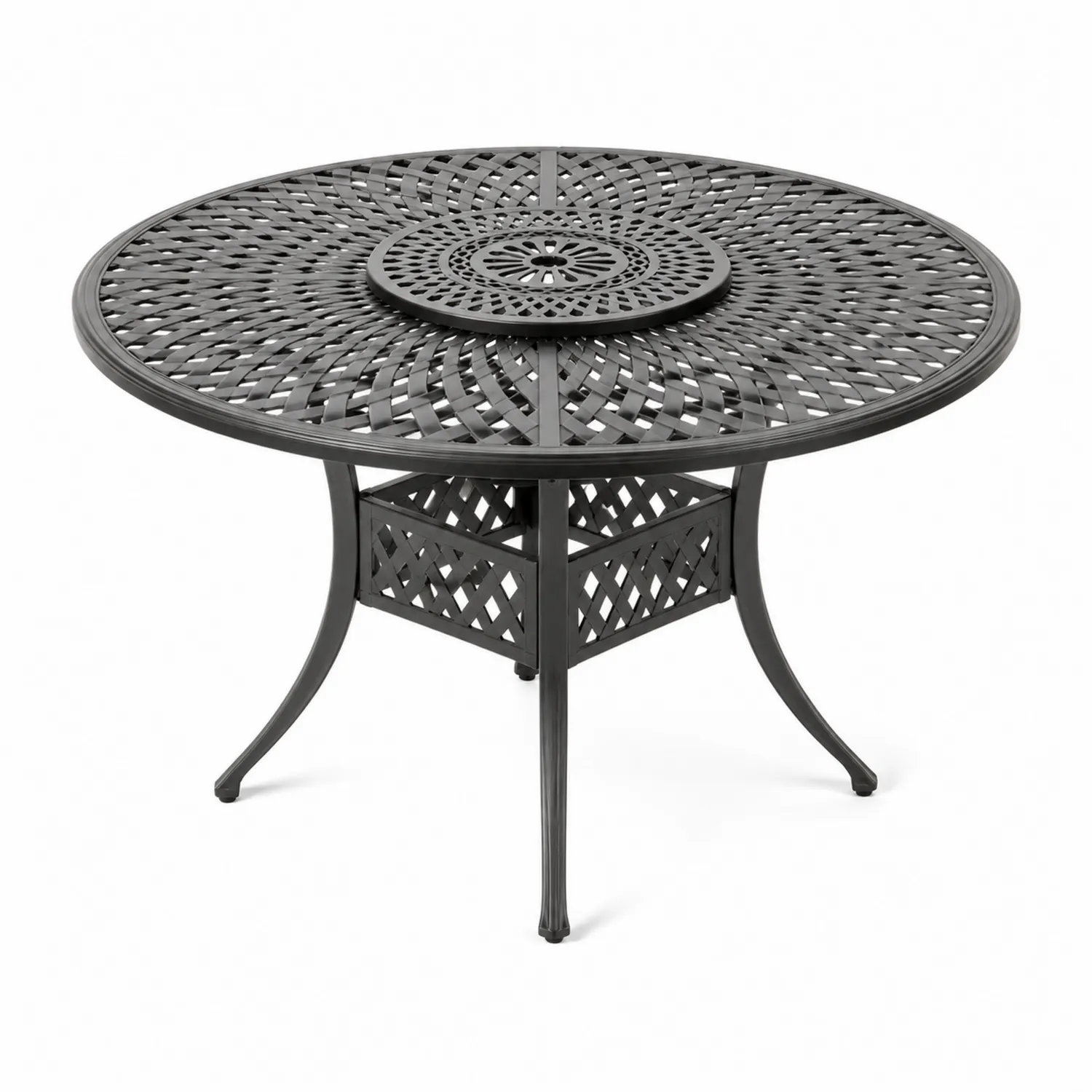 Table de jardin ronde en métal Noir 120 cm