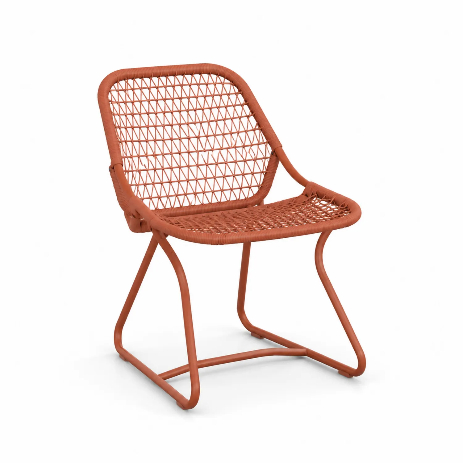 Chaise d'extérieur en métal et résine tressée Rouge