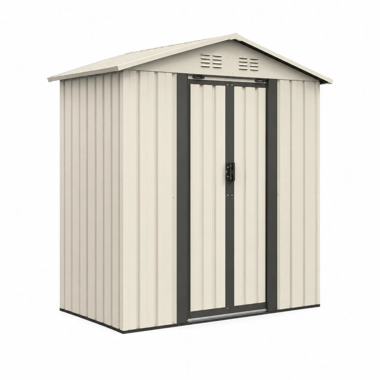 Abri de jardin en acier galvanisé beige avec portes coulissantes 213x130x185 cm