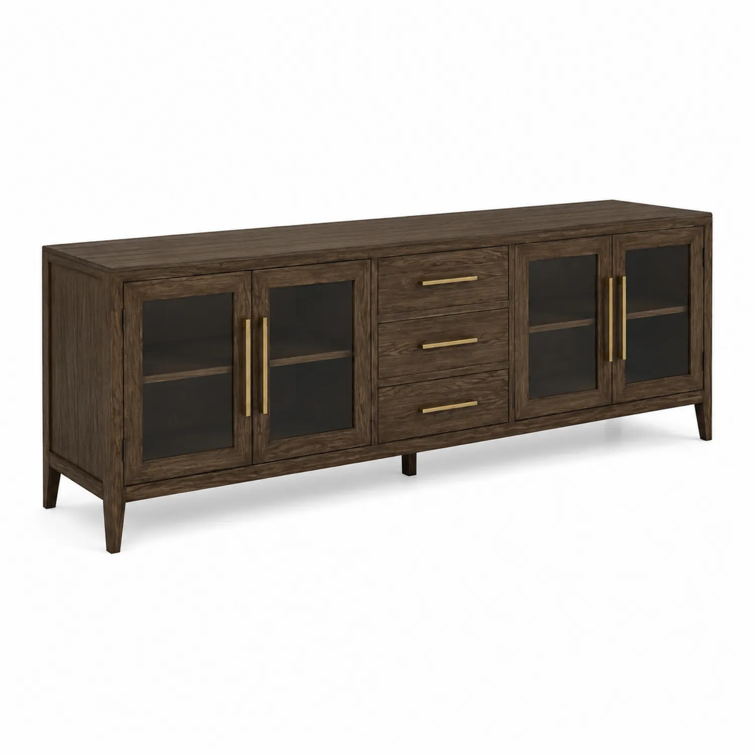 Meuble TV en Bois avec Portes en Verre et Tiroirs 200x40x60 cm