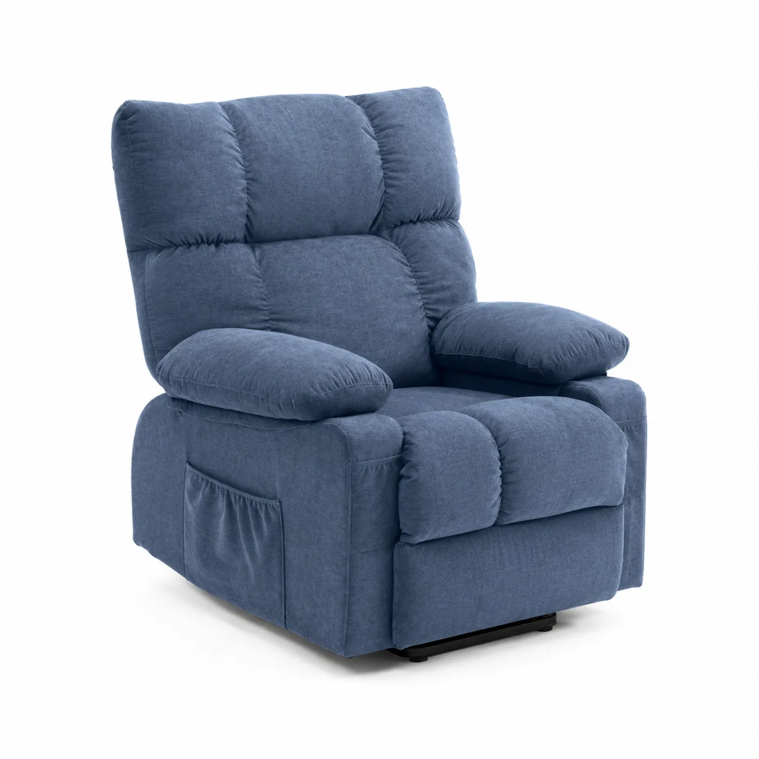 Fauteuil inclinable en tissu bleu avec repose-pieds