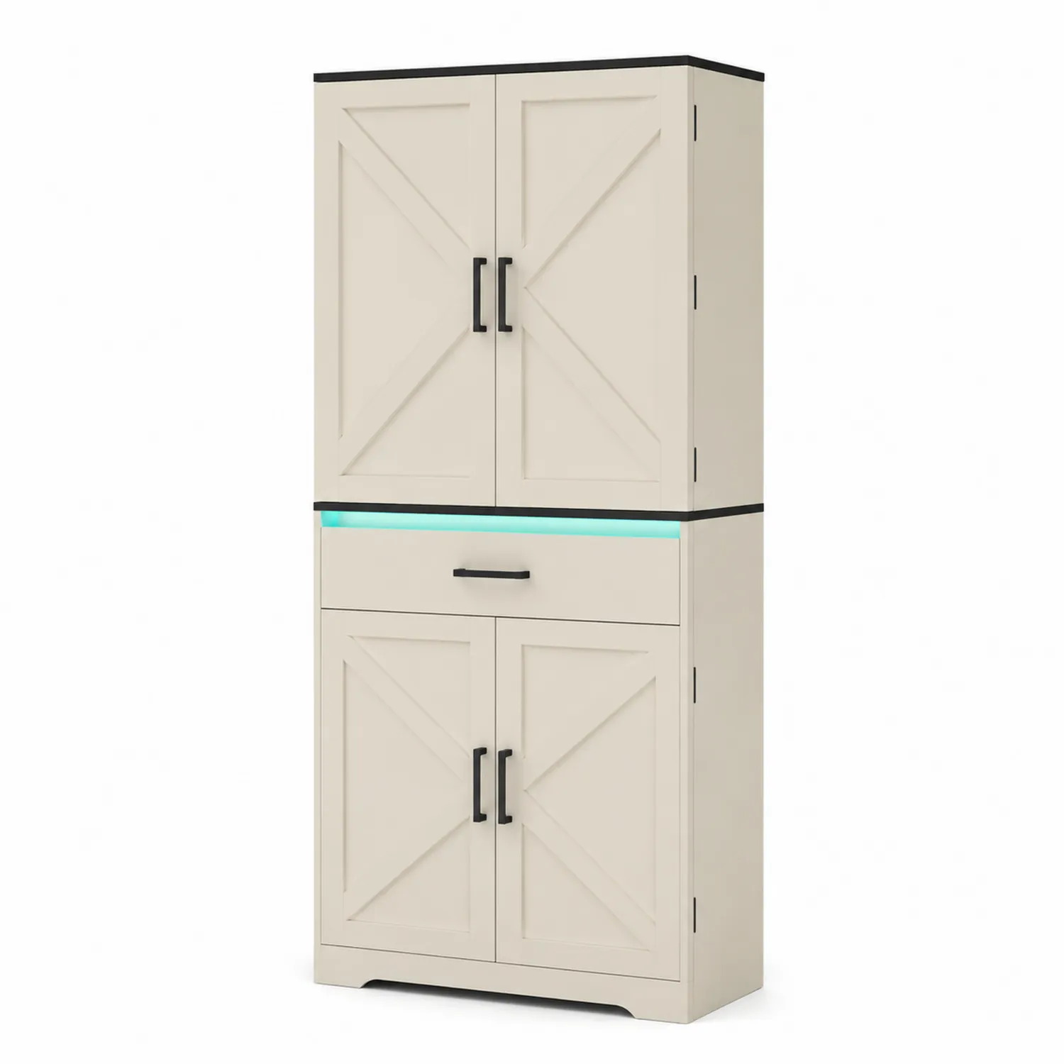 Armoire de cuisine en Bois Beige avec Portes et Tiroir