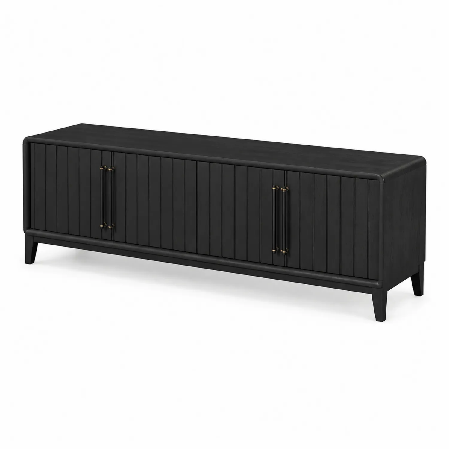 Buffet en bois noir 180x40x55 cm avec poignées en métal