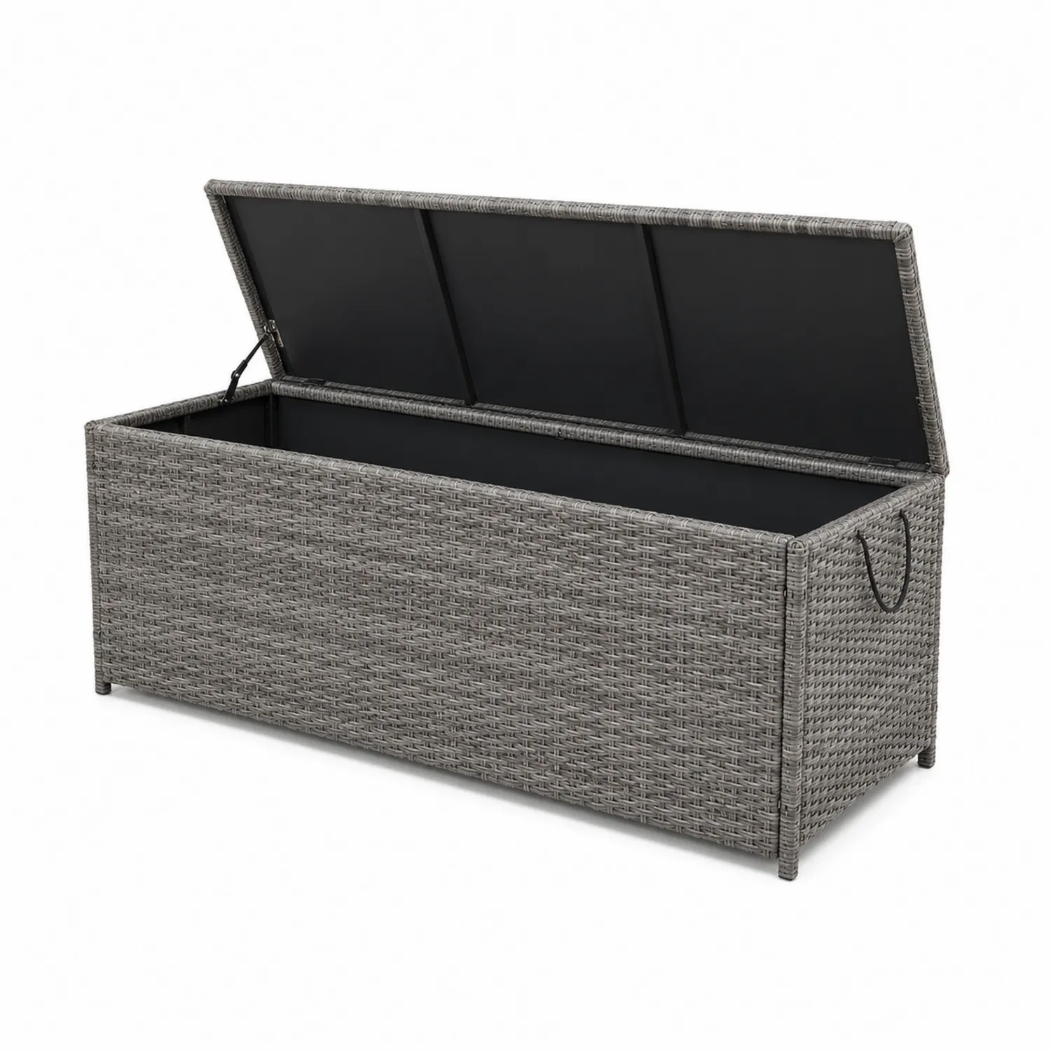 Coffre de rangement en osier gris avec cadre en acier 150x50x60 cm