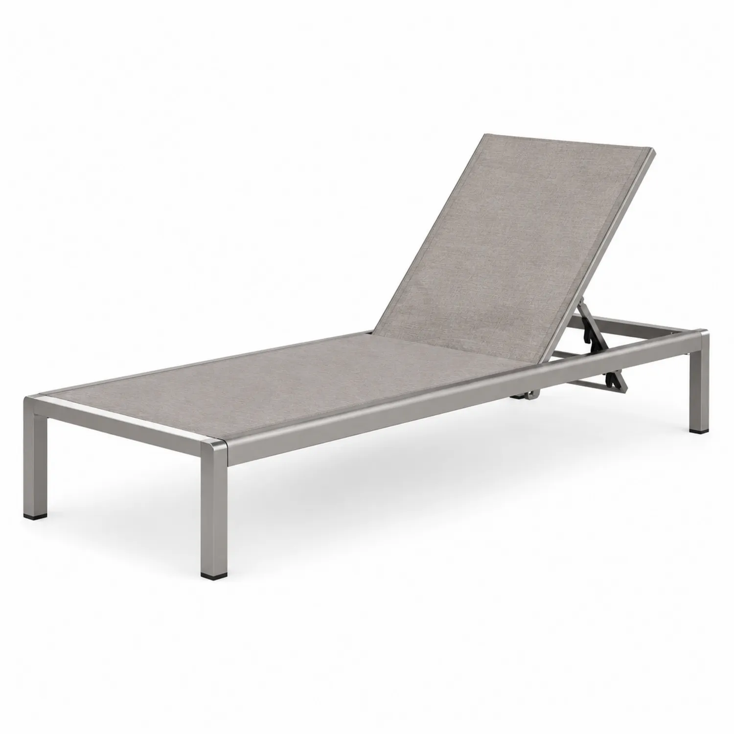 Chaise Longue Réglable en Aluminium et Tissu Gris