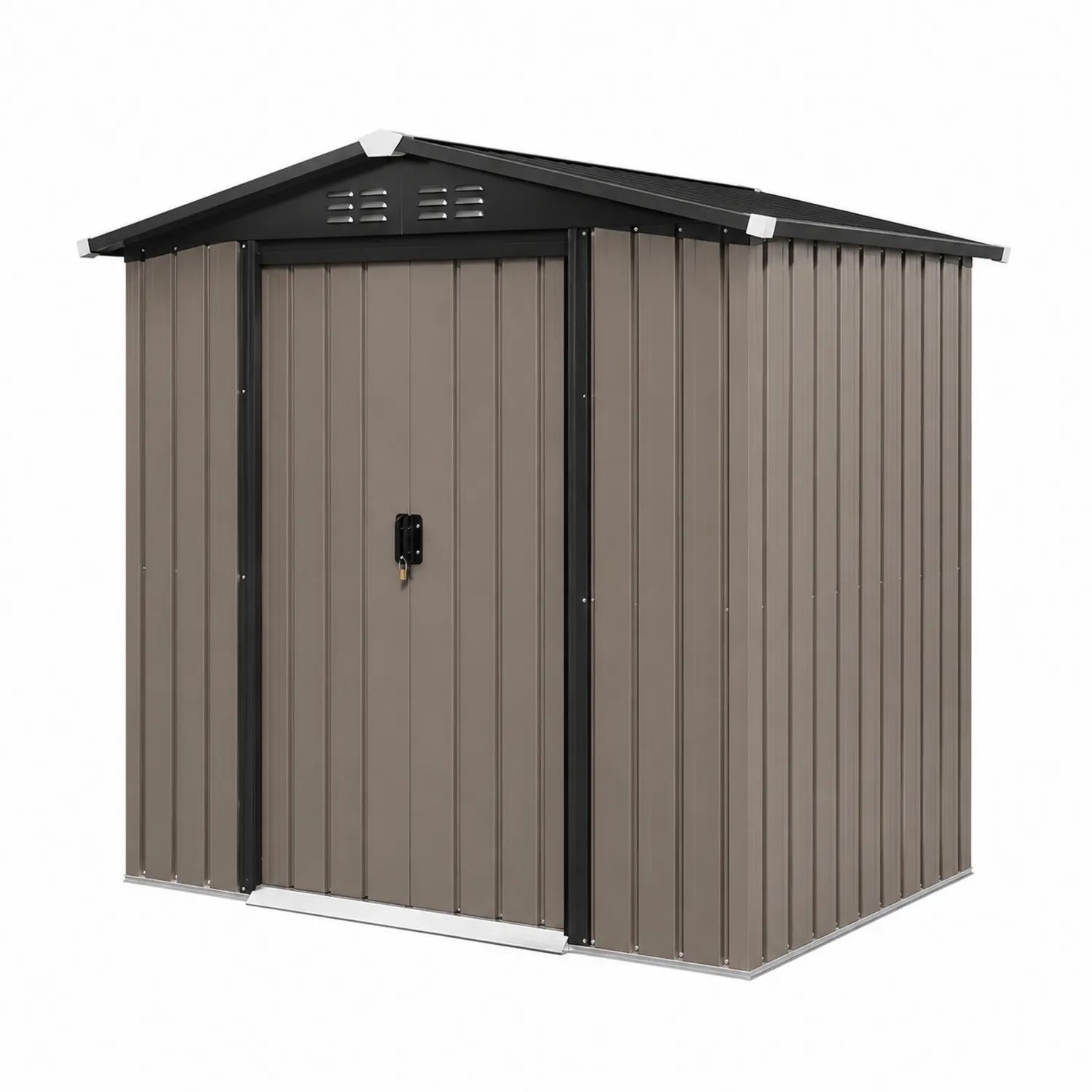 Abri de jardin en métal Acier gris et noir 213x127x185 cm