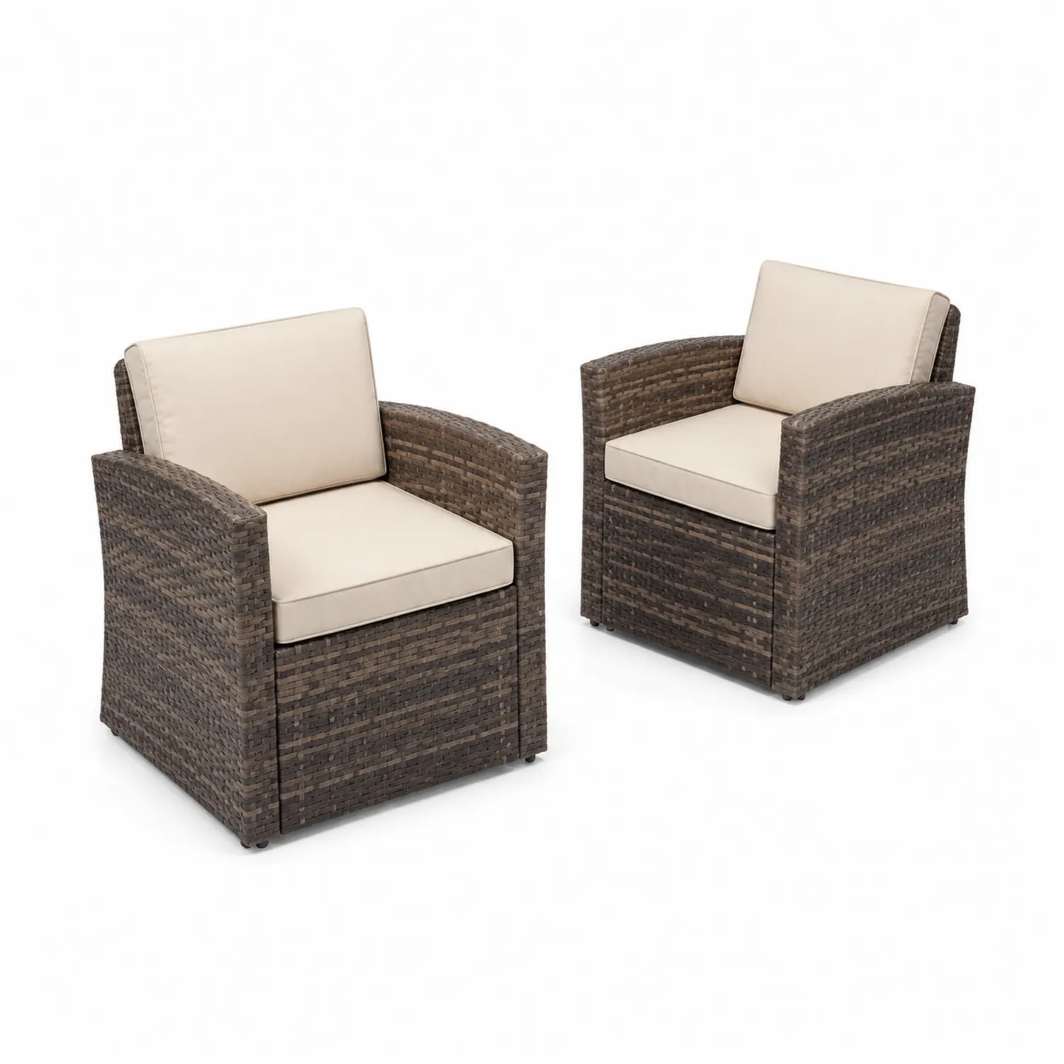 Ensemble de 2 fauteuils en rotin avec coussins