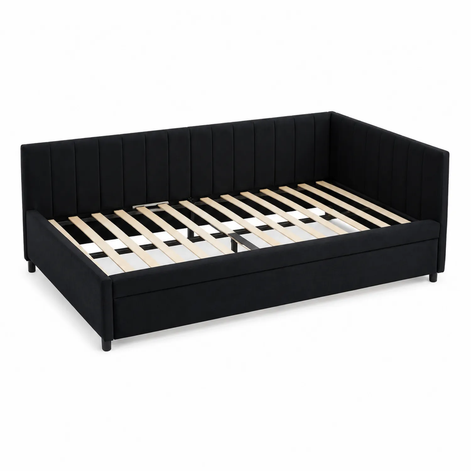 Lit de jour en tissu et bois Noir 200x90 cm