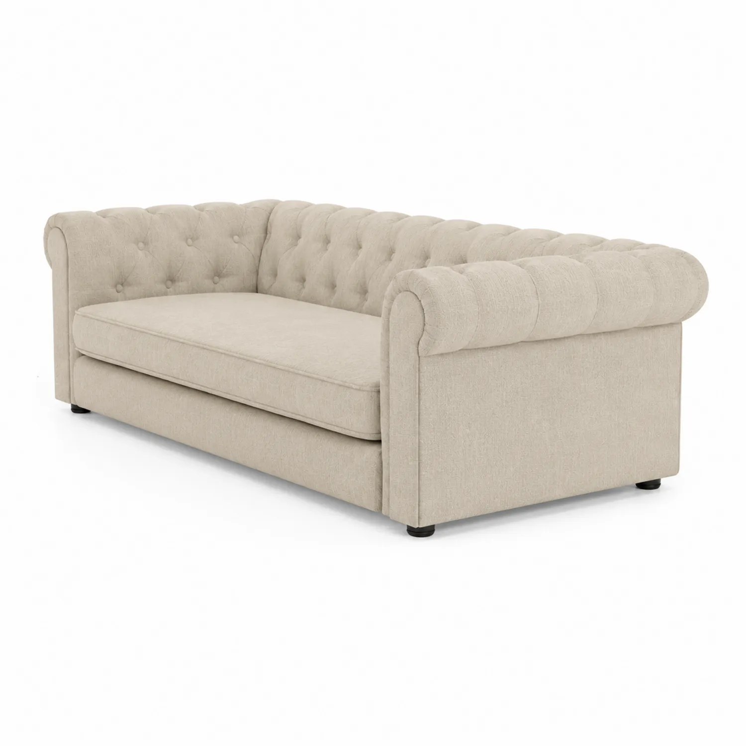 Sofa Chesterfield Tapicerowana Poliester Beżowy 230x85x75 cm