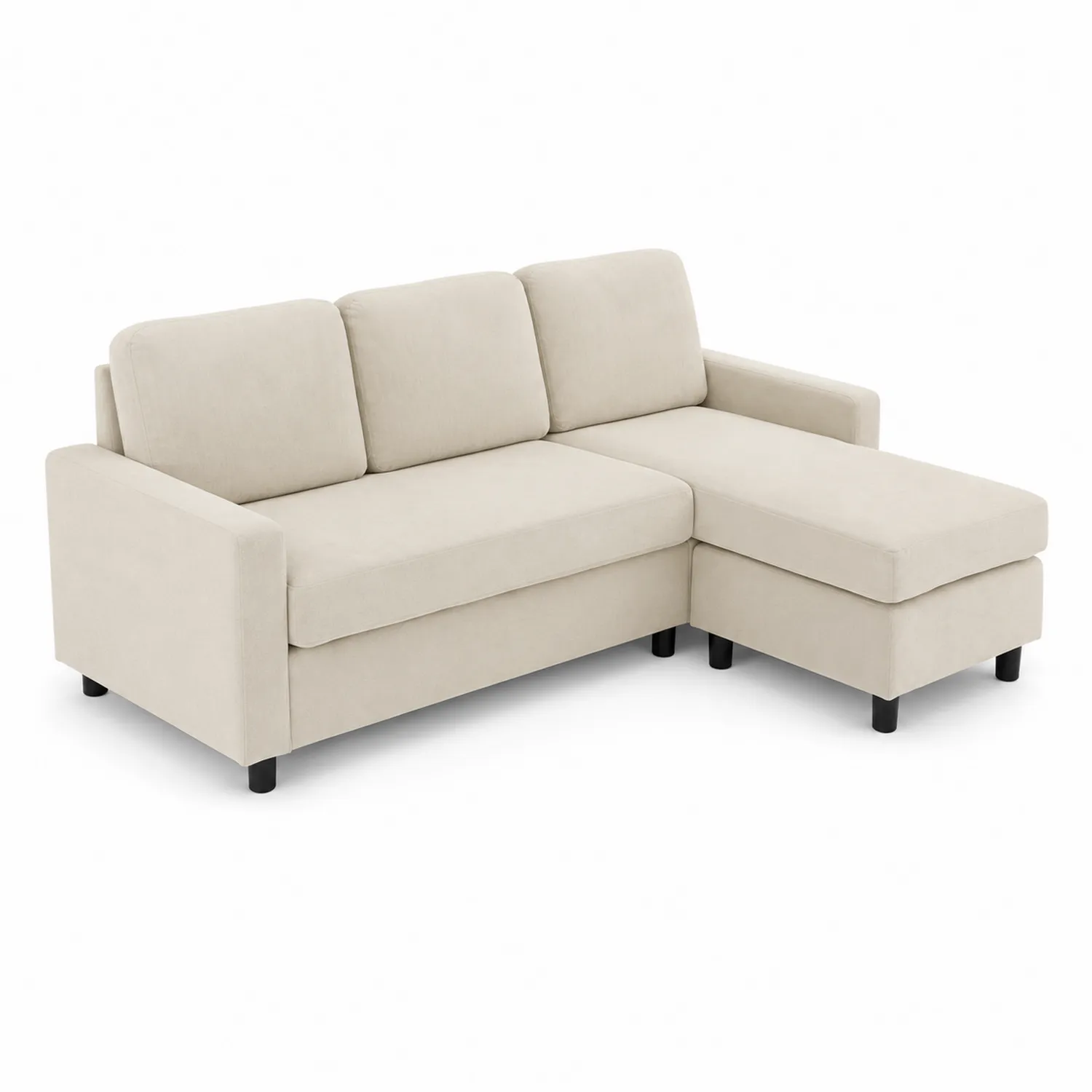Sofa narożna z tkaniny beżowej 200x150 cm z szezlongiem