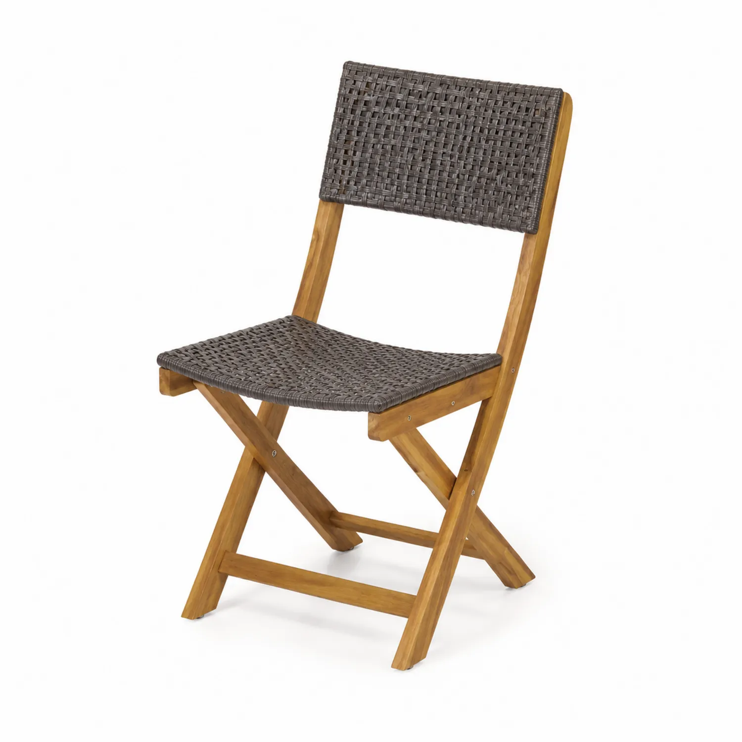 Składane krzesło ogrodowe z drewna i technorattanu 85cm