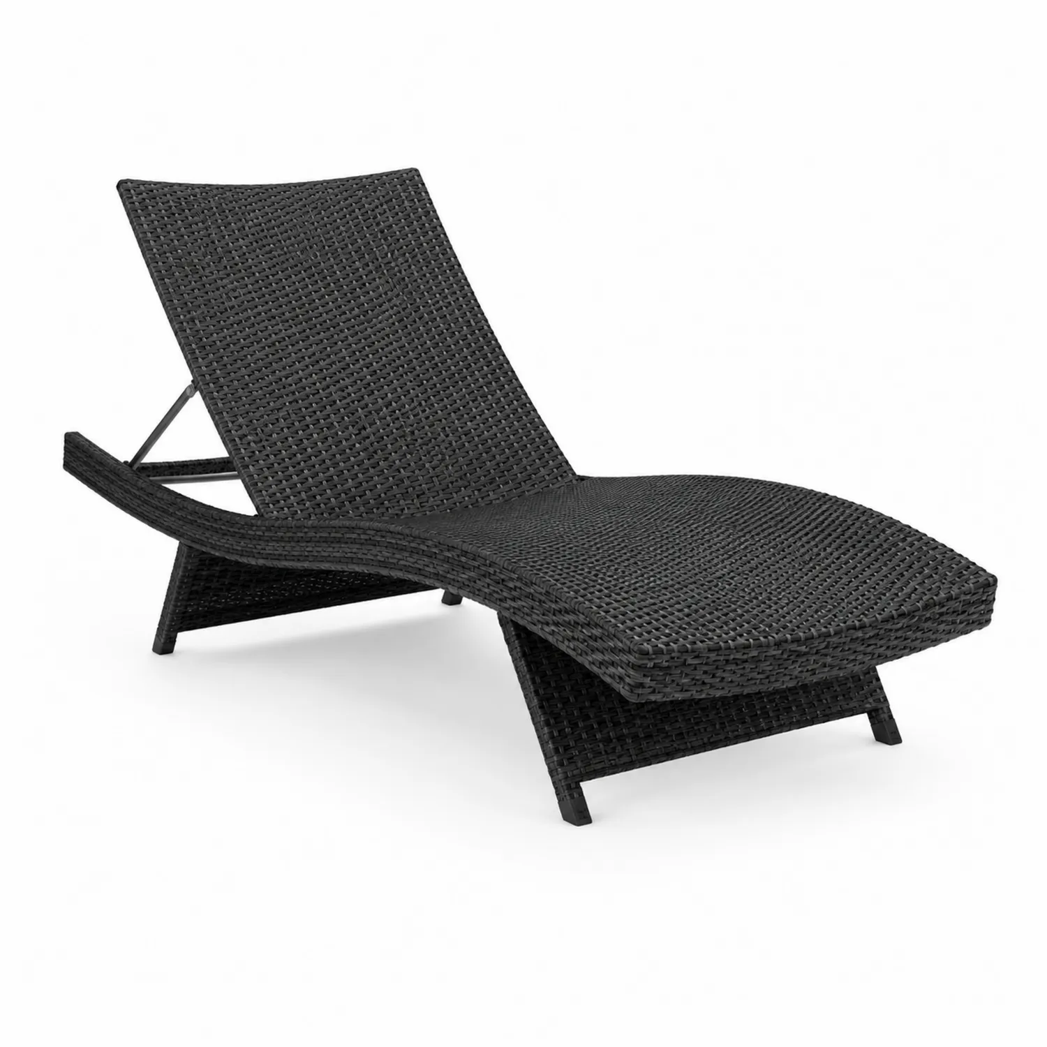Leżak technorattanowy czarny z regulacją 200x65x35 cm