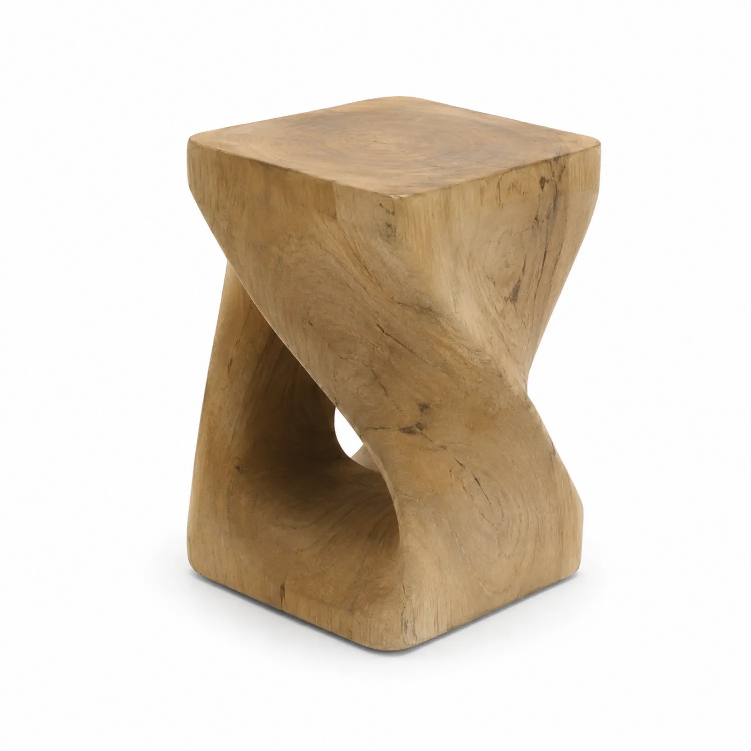 Drewniany stolik z drewna tekowego 45 cm Naturalny