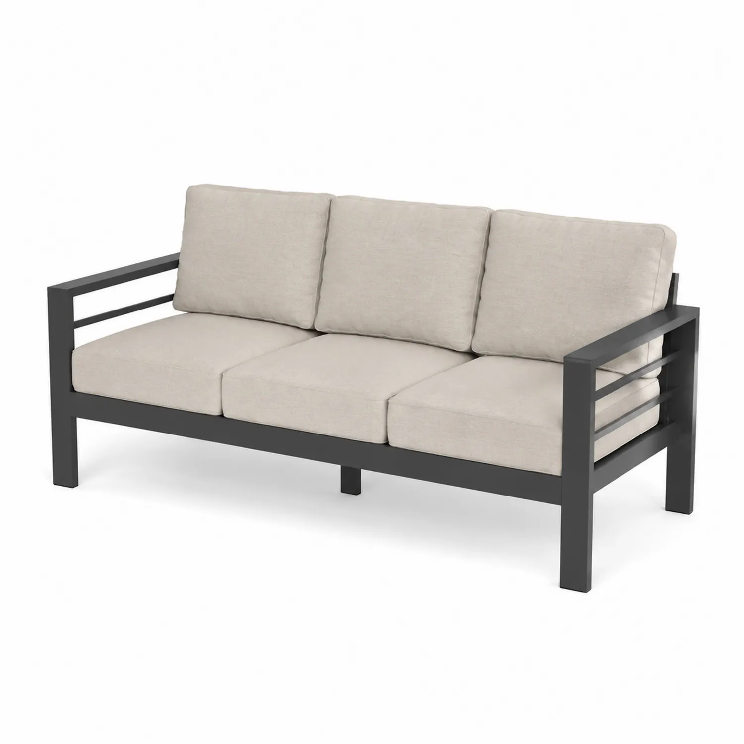 Sofa 3-osobowa z aluminium i tkaniny, 200x70x80 cm
