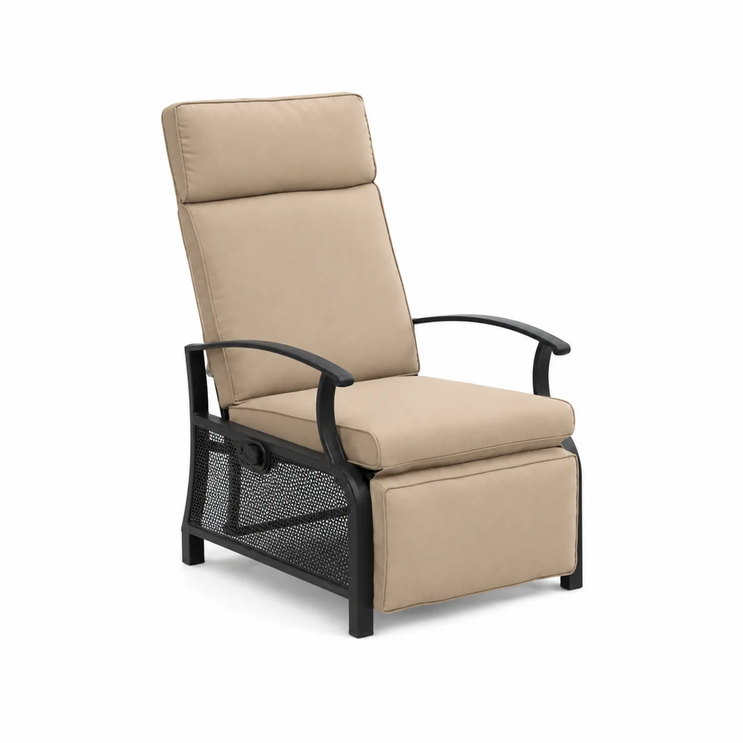 Krzesło zewnętrzne regulowane stalowe i poliestrowe beżowe
