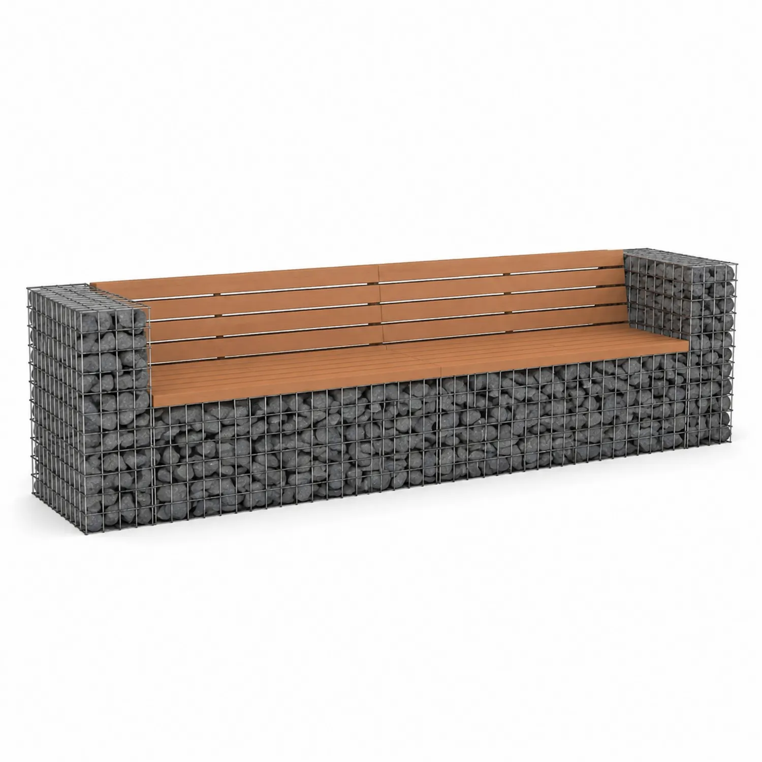 Ławka z gabionu z drewnianym siedziskiem 200x50x80 cm-Casvexorin