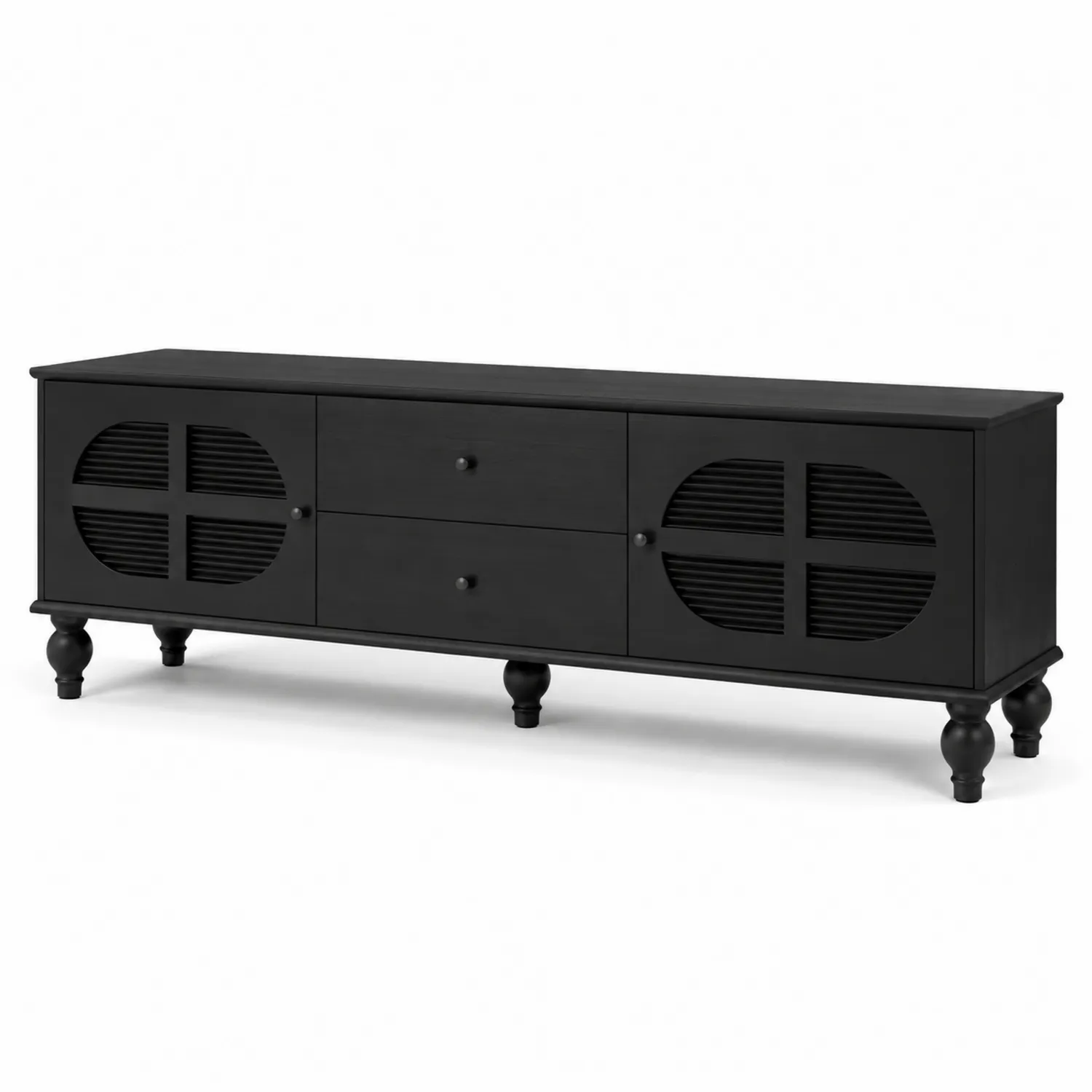 Drewniana czarna szafka RTV 150x40x50 cm-Casvexorin