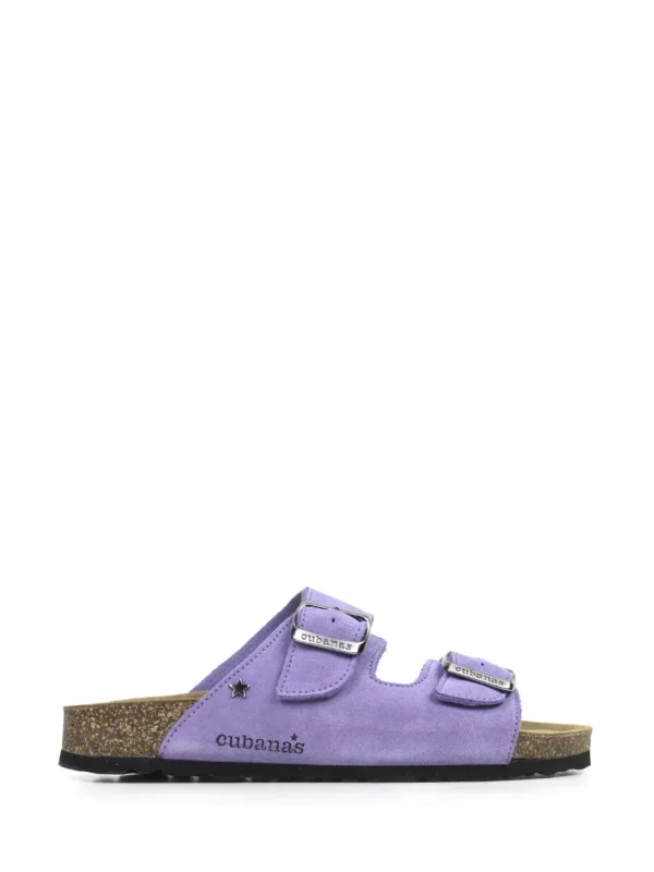 Amalia-Purple Suede Sandal with Two Straps