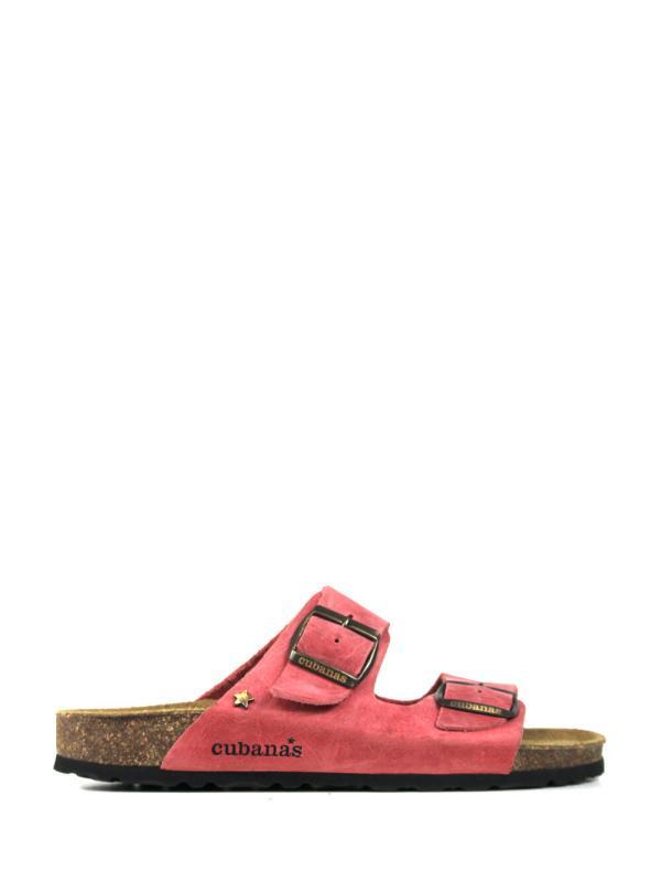 Amalia-Sandal in Pink Leather with Two Straps