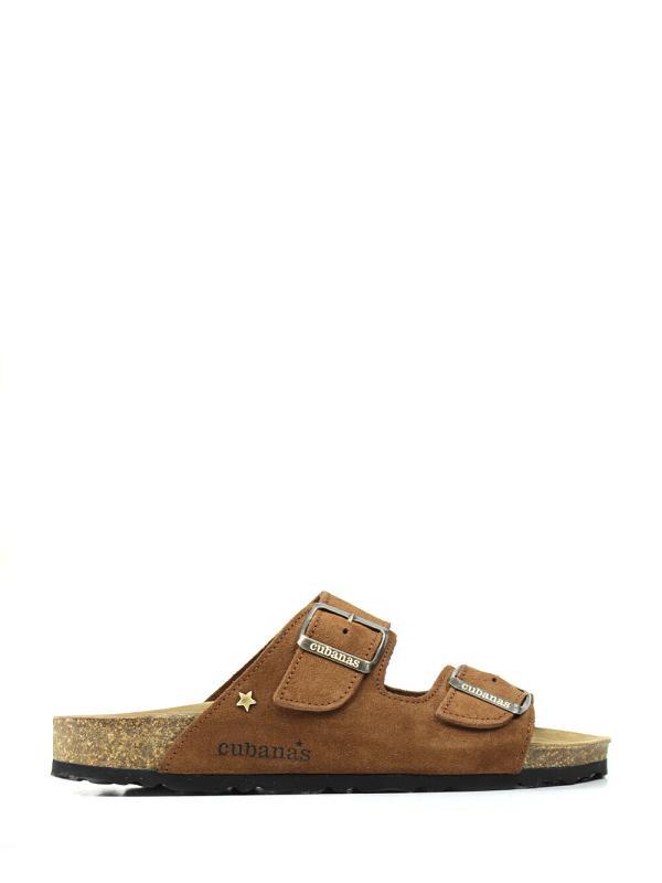 Amalia-Brown Suede Sandal with Two Straps