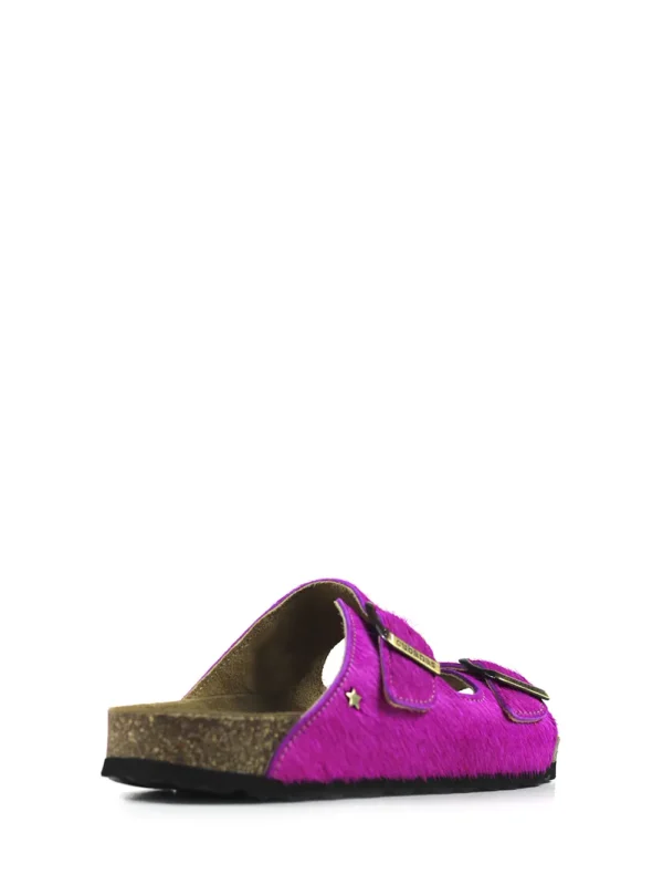 Amalia-Pink Fur Two-Strap Sandal