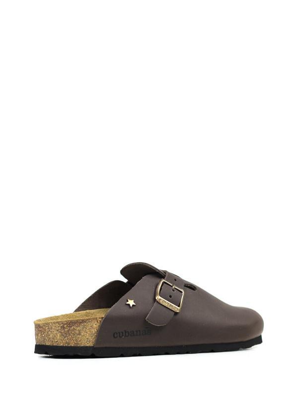 Maria-Closed Sandal in Brown Leather