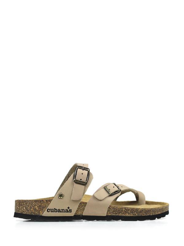 Nazare-Sandal in Beige Leather with Multiple Straps