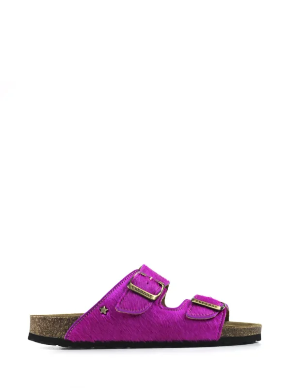 Amalia-Pink Fur Two-Strap Sandal