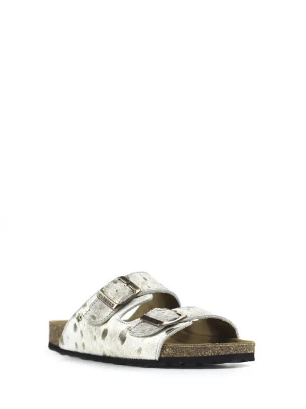 Amalia-White and Gold Animal Print Sandal