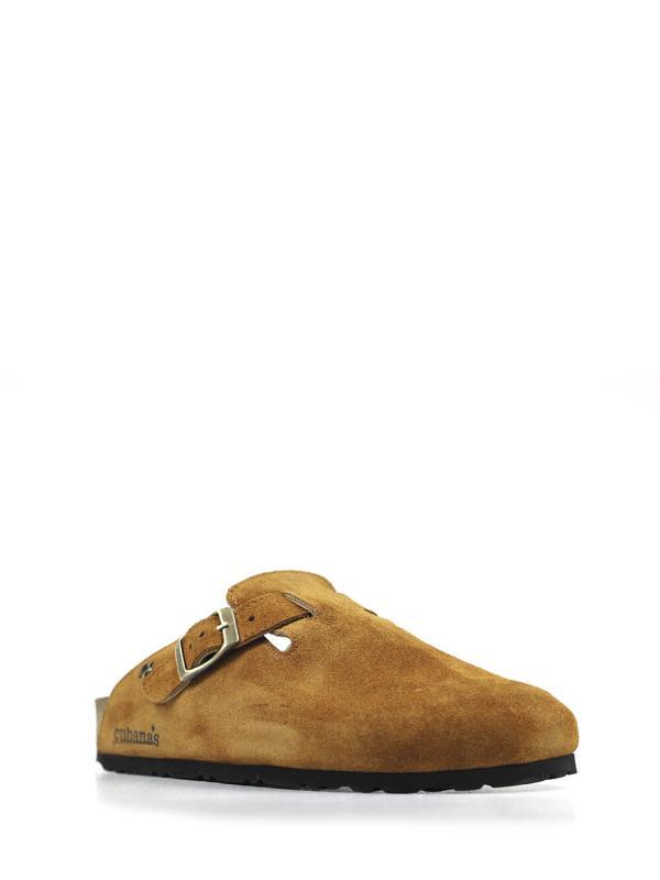 Maria-Closed Sandal in Camel Suede