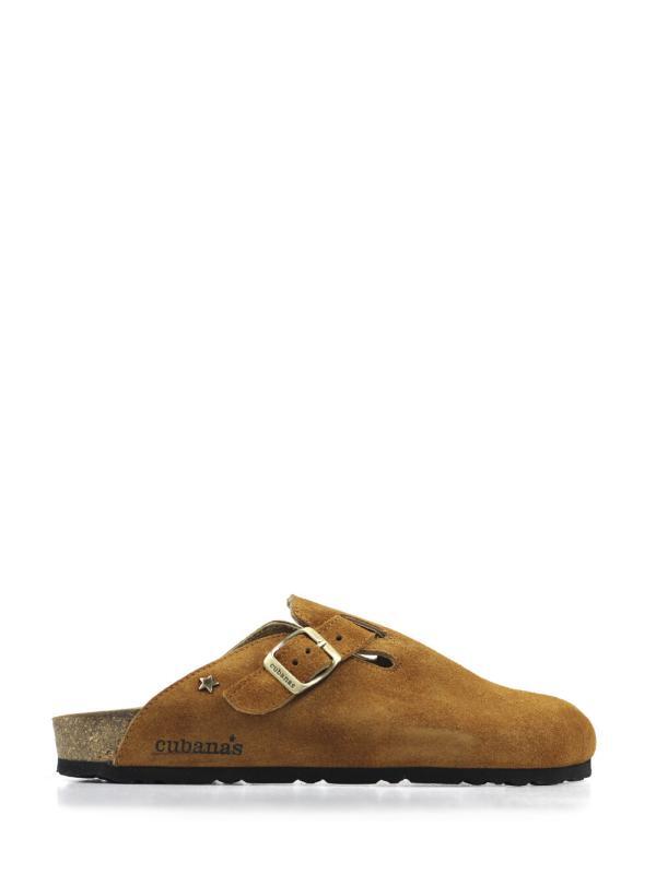 Maria-Closed Sandal in Camel Suede