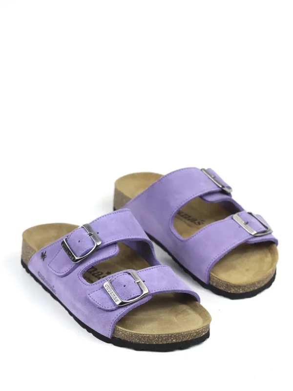 Amalia-Purple Suede Sandal with Two Straps