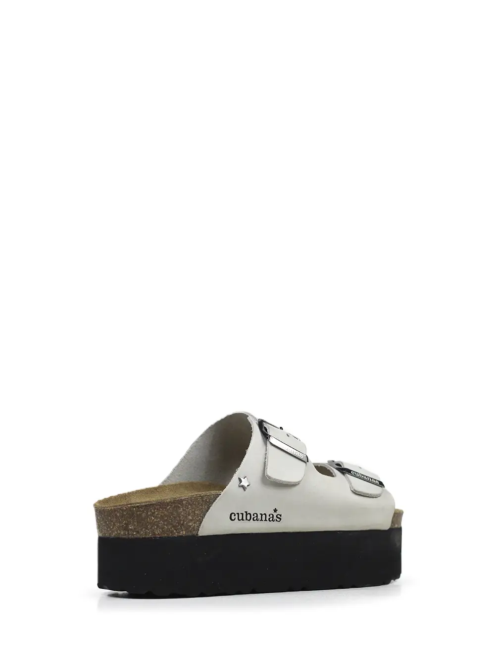 Amalia-Platform Sandal in White Leather with Two Straps