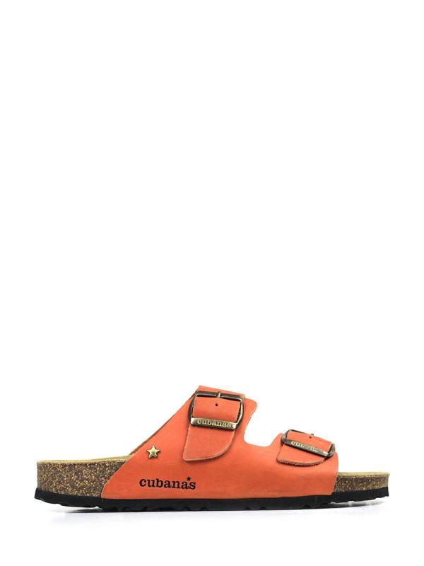 Amalia-Sandal in Orange Leather with Two Straps