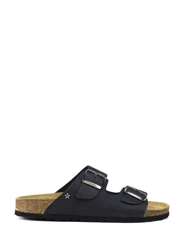 Amalia-Sandal in Black Leather with Two Straps