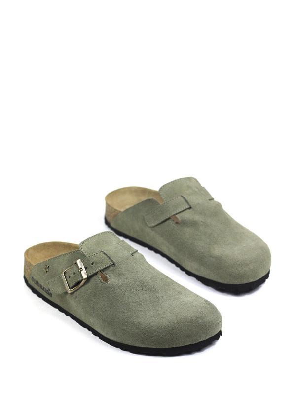 Maria-Closed Sandal in Green Suede