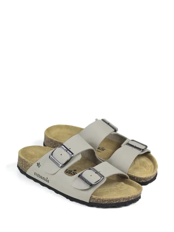 Amalia-Sandal in White Leather with Two Straps