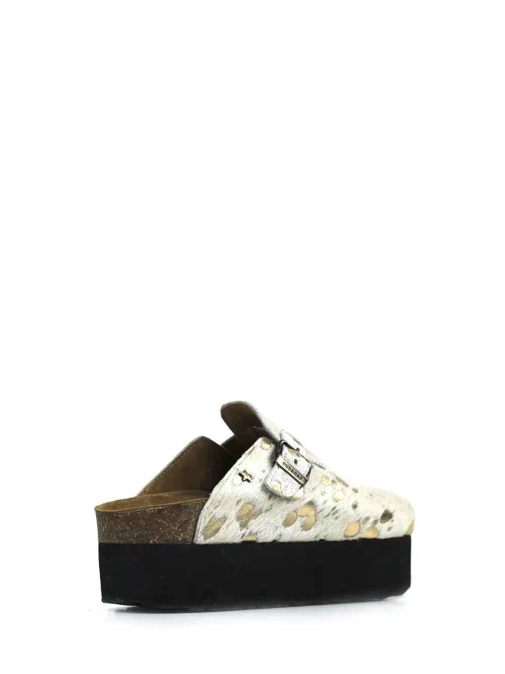 Maria Platform Sandals in White and Gold Fur