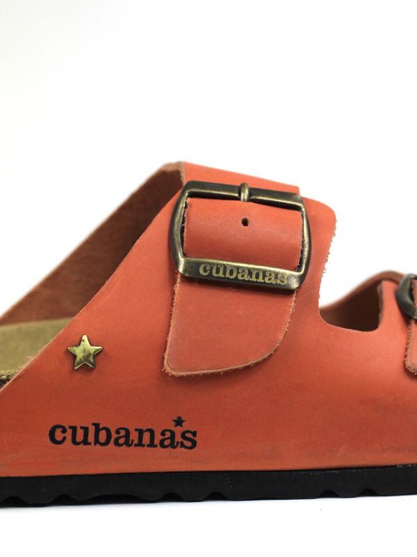Amalia-Sandal in Orange Leather with Two Straps