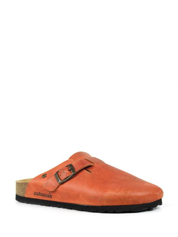 Maria-Closed Sandal in Orange Leather