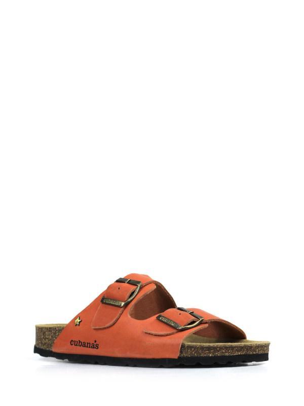 Amalia-Sandal in Orange Leather with Two Straps