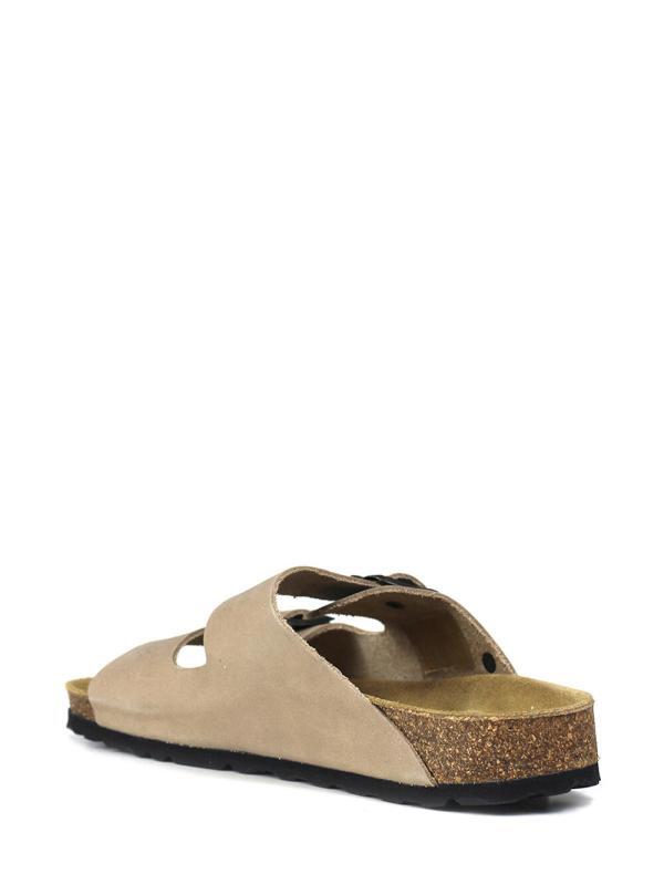 Amalia-Sandal in Beige Leather with Two Straps