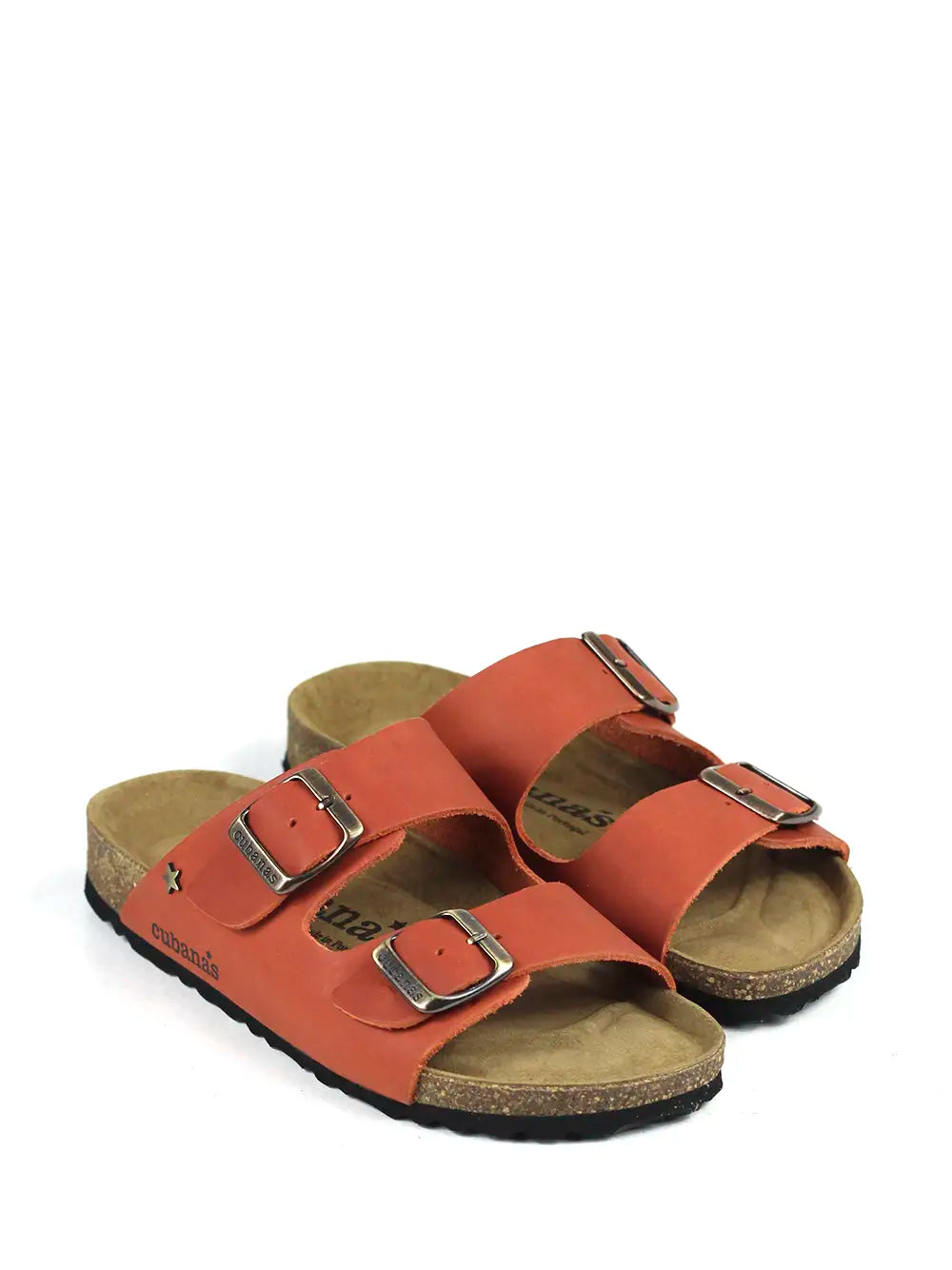 Amalia Sandal in Orange Leather with Two Straps
