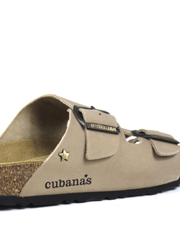 Amalia-Sandal in Beige Leather with Two Straps