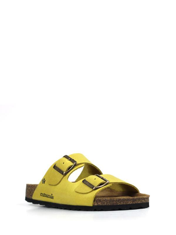 Amalia-Sandal in Yellow Leather with Two Straps